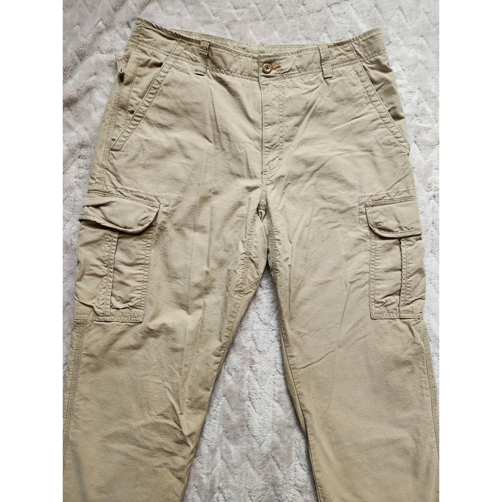 L.L. Bean Mens 36x30 Tan Ripstop Cargo Pants Camo Lined Straight Leg Khaki